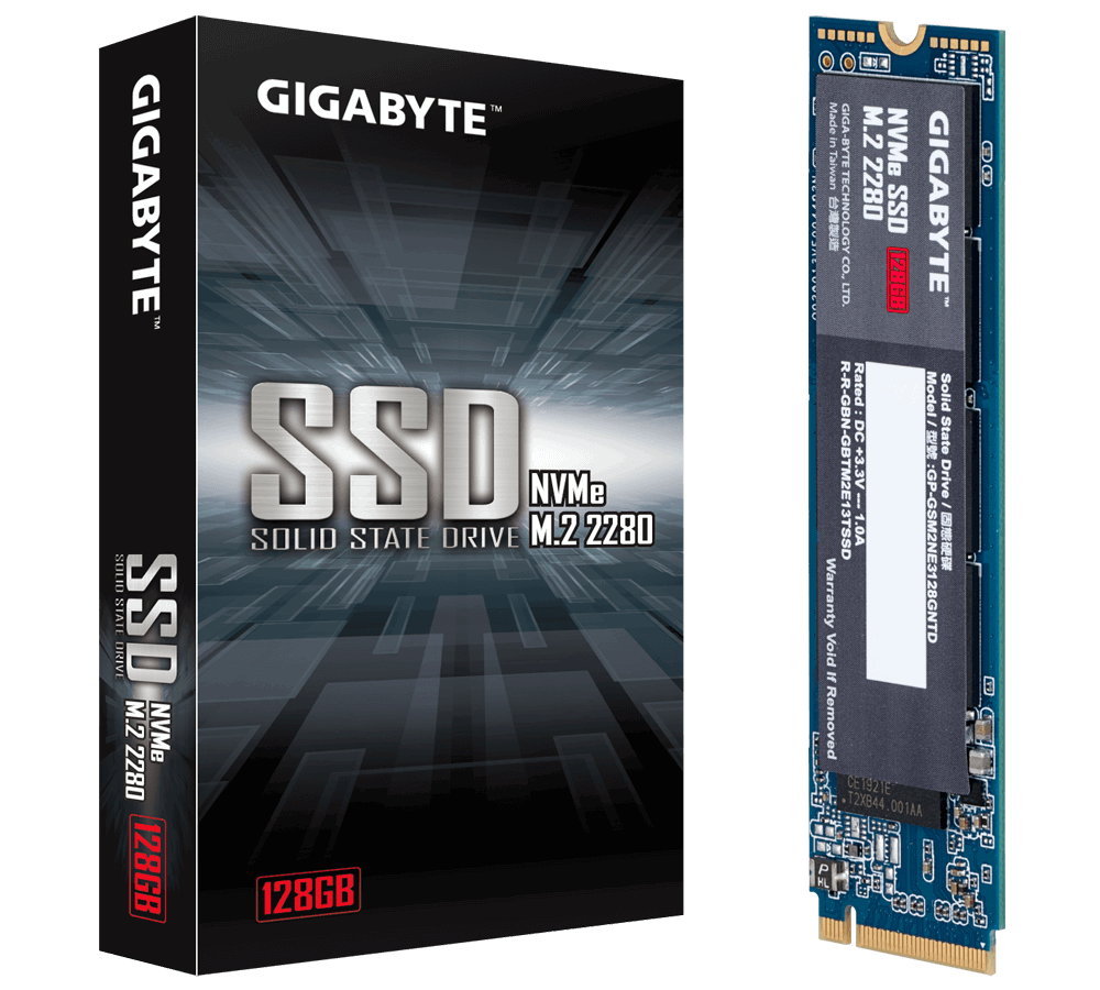Gigabyte, SSD, M.2(2280), NVMe, PCIE 3x4, 128GB, Read1550MB/s(100k
